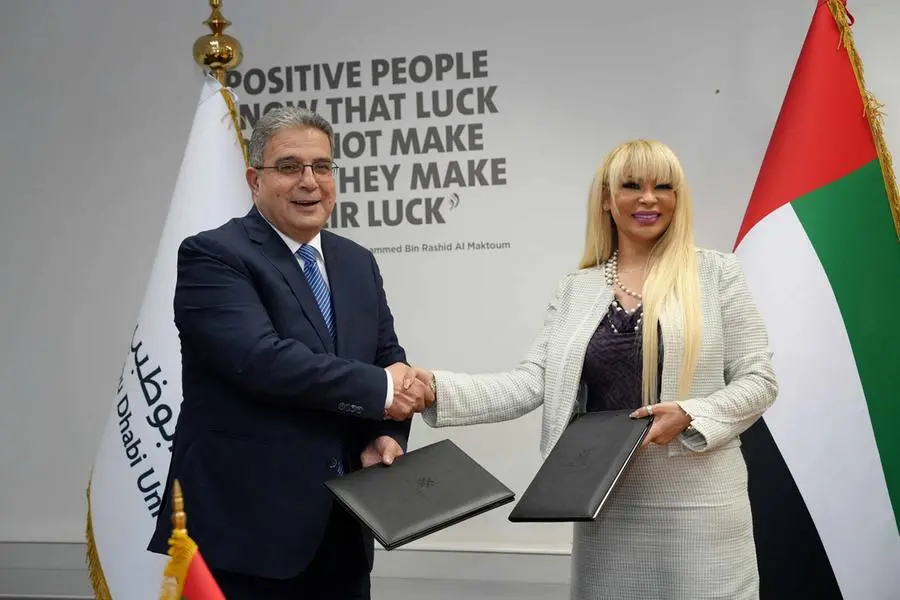 Professor Ghassan Aouad, Chancellor of ADU and Mrs. Malak Trabelsi Loeb, Founder, and Managing Director of Vernewell Group. Image Courtesy: Abu Dhabi University