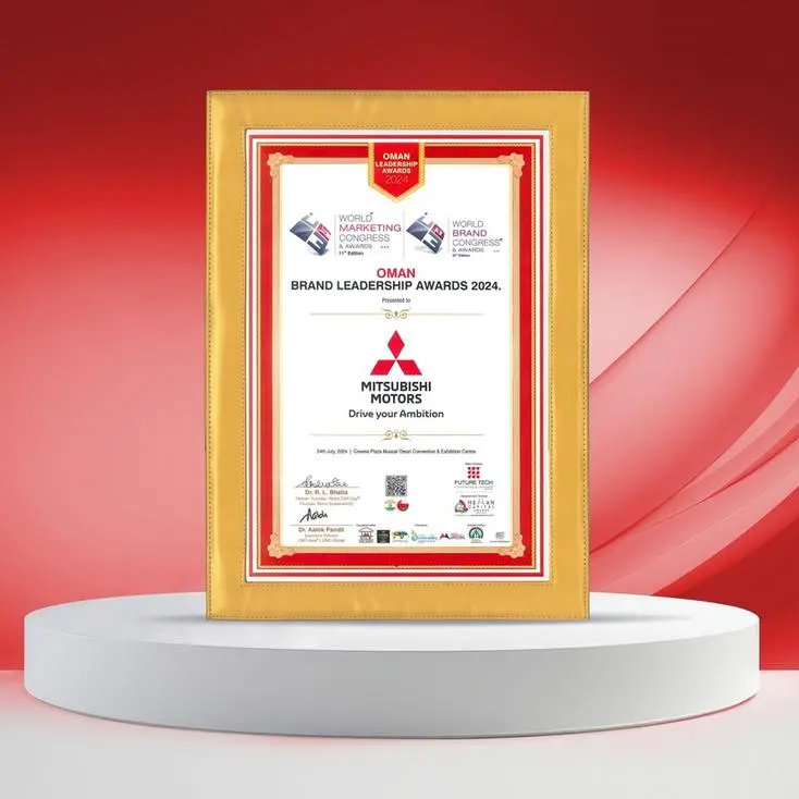 Mitsubishi Motors Oman honored with Brand Leadership Award at the World Marketing and Brand Congress awards ceremony