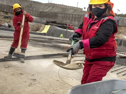 Women working at construction site