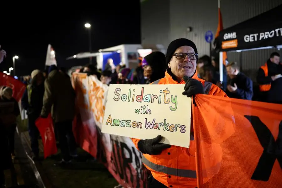 In Pictures: Amazon Faces First Strike In Britain As Workers Walk Out