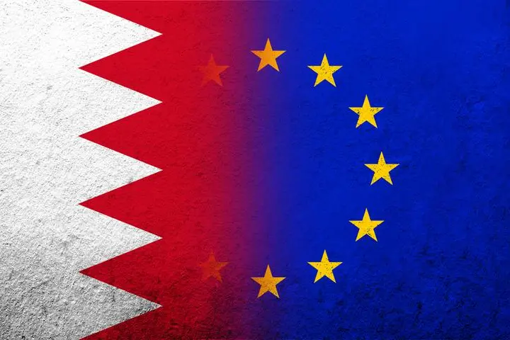 Flag of the European Union with Bahrain national flag. Getty Images Image used for illustrative purpose.