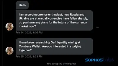 Above, a screen shot of an initial stage conversation from a scammer luring in a target. As spammy as this Direct Message seems, people are falling prey to what ensues- liquidity mining CryptoCrime