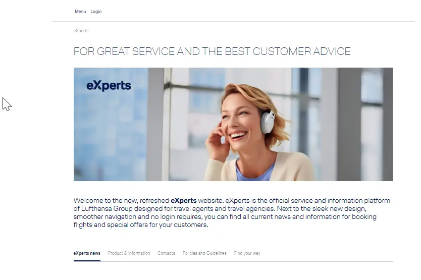 Lufthansa Group presents new online information platform \\u201CeXperts\" to better inform travel agents