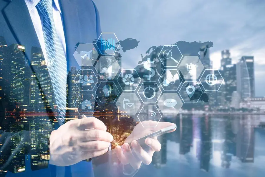 double exposure businessman hand working with digital tablet computer. business plan and technology networking concept , Getty Images/Getty Images