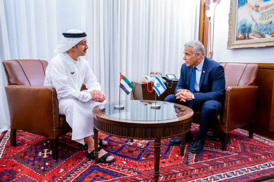 Abdullah bin Zayed meets Prime Minister of Israel.\\nImage Courtesy: WAM