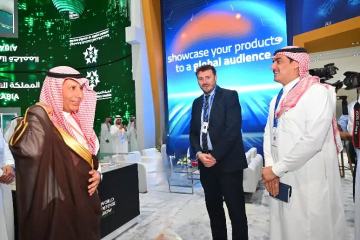 From left to Right His Excellency Ahmad Abdulaziz AL Ohali Governor of GAMI Andrew Pearcey CEO World Defense Show and Mansour Al Babtain Chief KSA Liasion Officer
