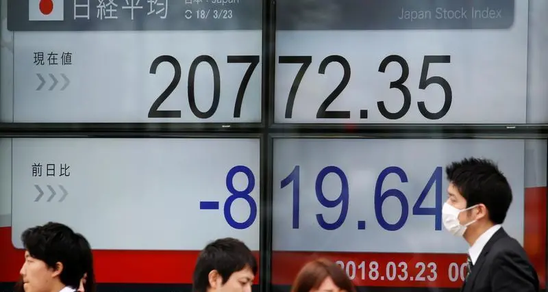 Japan's Nikkei ends nearly flat as Advantest falls on profit-locking