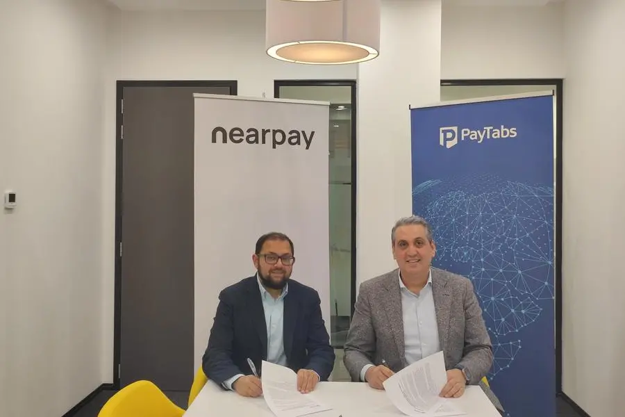 Eyad Musharbash, PayTabs Regional Head and Operating Partner for the LEVANT region, and Mohammad Aleban, Nearpay CEO and co-founder. Image Courtesy: PayTabs
