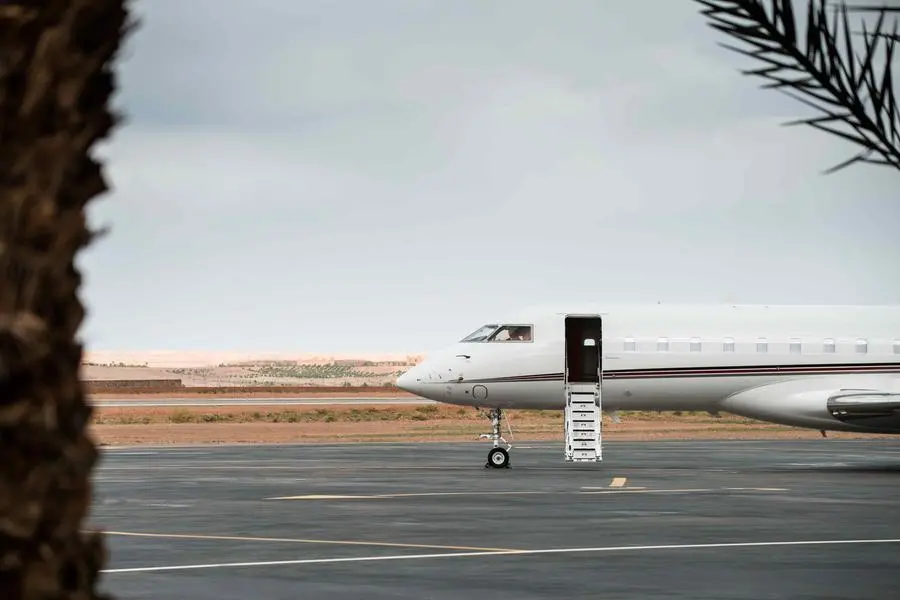 Desert flight: A NetJets private aircraft lands at a desert airport. Image courtesy: Airavat Aviation