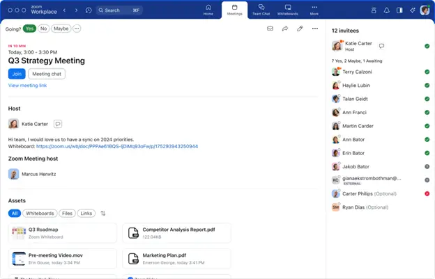 New meeting cards in Zoom Workplace will allow users to access smart recordings, meeting files, and meeting summaries or continue meeting chats from one place