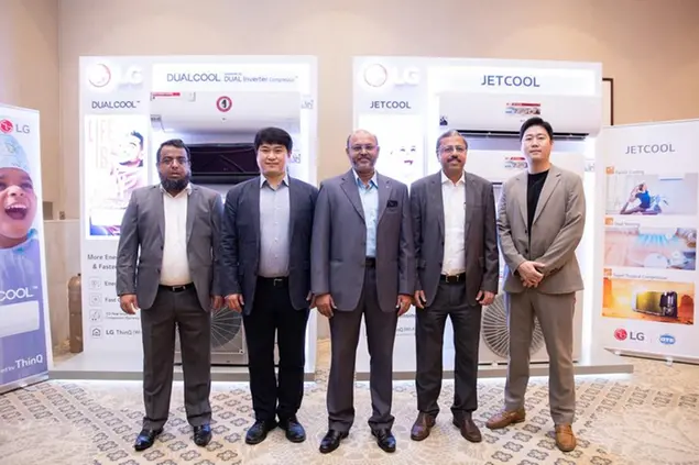<p>From Left:</p>\\n\\n<p>Mr. Muneeb Baig, Sales Head-Residential AC LG Electronics Gulf, Mr. Youngwon Park, Team Leader-Residential AC LG Electronics Gulf,</p>\\n\\n<p>Mr. Anindya Bhattacharya, Product Head Residential AC &amp; Home Appliances-OTE Group, Mr. Sandeep Attri -Senior General Manager-OTE Group,</p>\\n\\n<p>Mr. Jack Lee, Team Leader-IT Sales LG Electronics Gulf</p>\\n