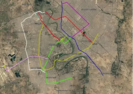 Route Map of Metro Baghdad project