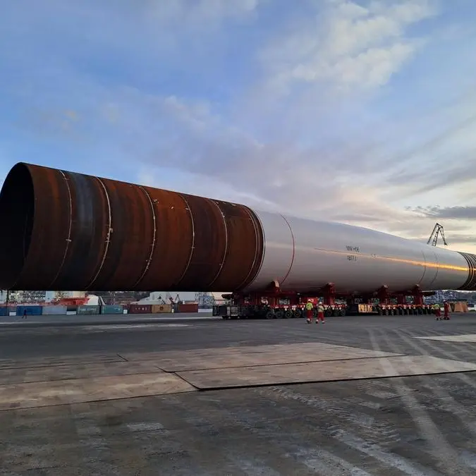 14 XXL monopiles readied for installation with efficient movements and specialized equipment