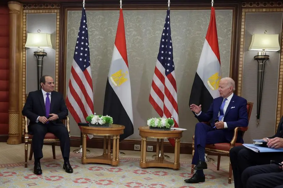 U.S. President Joe Biden meets with Egyptian President Abdel Fattah al-Sisi in Jeddah, Saudi Arabia, July 16, 2022. REUTERS/Evelyn Hockstein