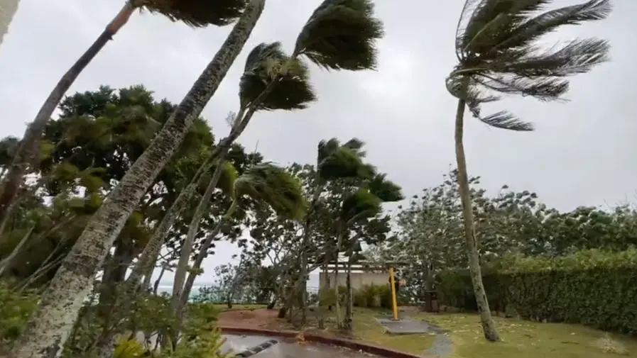 Typhoon Mawar lashes Guam with heavy wind and rain
