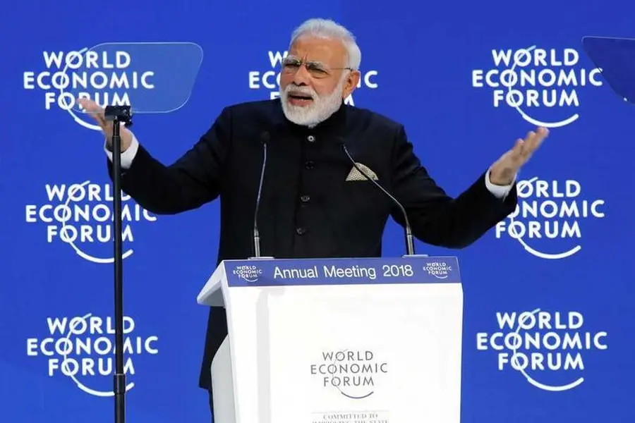 India\\'s Prime Minister Narendra Modi gestures as he speaks during the Opening Plenary during the World Economic Forum (WEF) annual meeting in Davos, Switzerland, January 23, 2018. REUTERS/Denis Balibouse - RC1E10505440 , Reuters Images