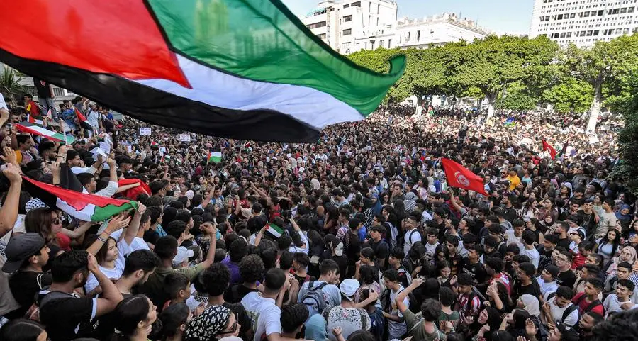 Thousands in Tunisia protest against Israel outside French embassy