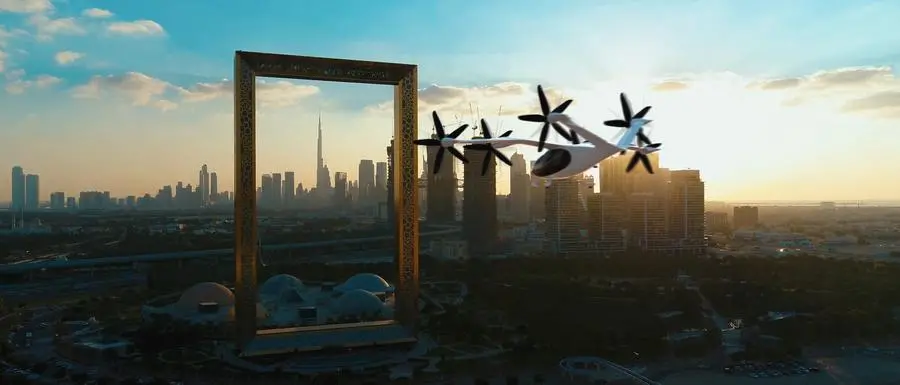 Sheikh Mohammed bin Rashid Al Maktoum, Vice President and Prime Minister of the UAE and Ruler of Dubai approved the models of aerial taxi vertiports at the World Government Summit (WGS). Image courtesy: Dubai Media Office/Twitter.