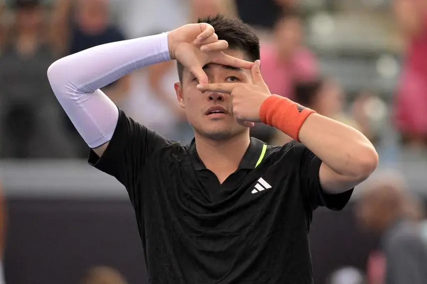 CARSON, CALIFORNIA - JULY 23: Wu Yibing of China celebrates after defeating Taylor Fritz in the Ultimate Tennis Showdown final at Dignity Health Sports Park on July 23, 2023 in Carson, California. Jayne Kamin-Oncea/Getty Images/AFP (Photo by Jayne Kamin-Oncea / GETTY IMAGES NORTH AMERICA / Getty Images via AFP) , Agence France-Presse (AFP)/Getty Images via AFP