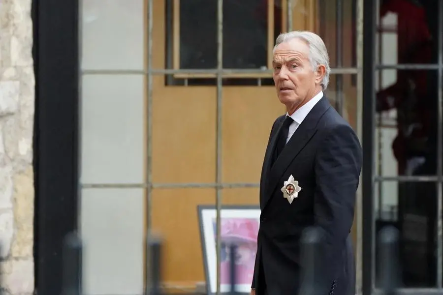 Former Labour leader and Prime Minister Sir Tony Blair arrives at the State Funeral of Queen Elizabeth II, held at Westminster Abbey, London.Picture date: Monday September 19, 2022. James Manning/Pool via REUTERS