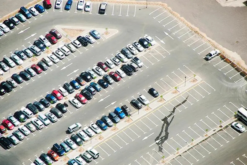 Aerial of car park, Dubai. Image used for illustrative purpose.