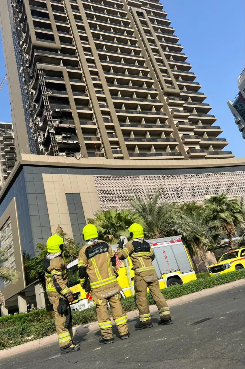 Fire breaks out in a residential tower in Dubai's Sports City. No one was injured in the incident. Image courtesy: Dubai Civil Defence
