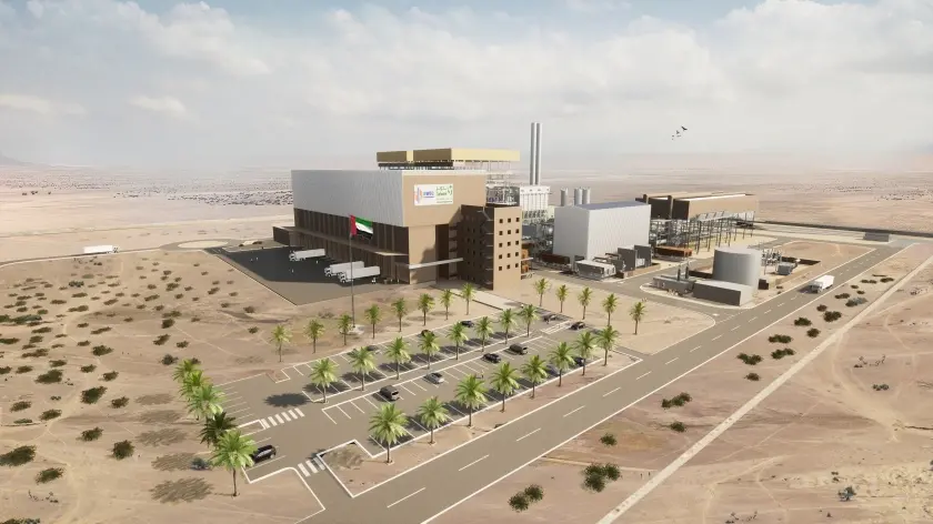 Rendering of the Abu Dhabi Waste-to-Energy Project. A consortium of Marubeni, Hitachi Zosen Inova and Japan Overseas Infrastructure Investment Corporation for Transport & Urban Development (JOIN) concluded a concession agreement with EWEC and Tadweer Group.
