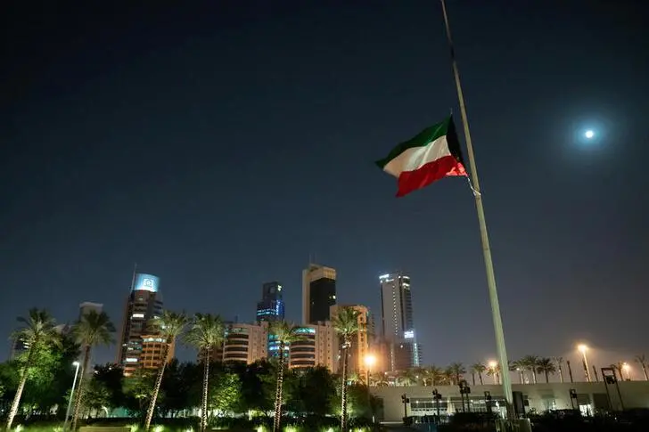 The Kuwait national flag flies at half-mast as the country starts mourning the death of Kuwait\\'s ruling Emir Sheikh Sabah al-Ahmad al-Sabah, in Kuwait City, Kuwait September 29, 2020. REUTERS/Stephanie McGehee , Reuters Images/REUTERS