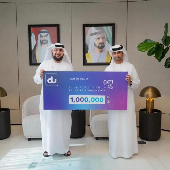 Du donates AED1mln to Al Jalila Foundation