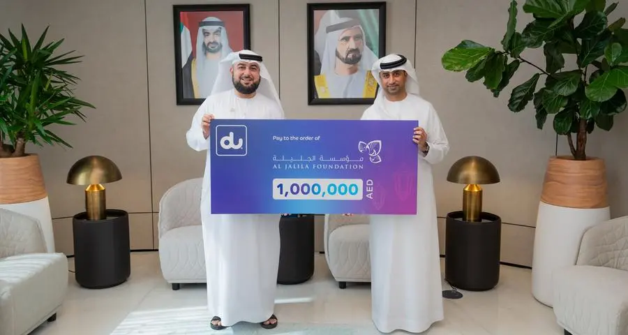 Du donates AED1mln to Al Jalila Foundation