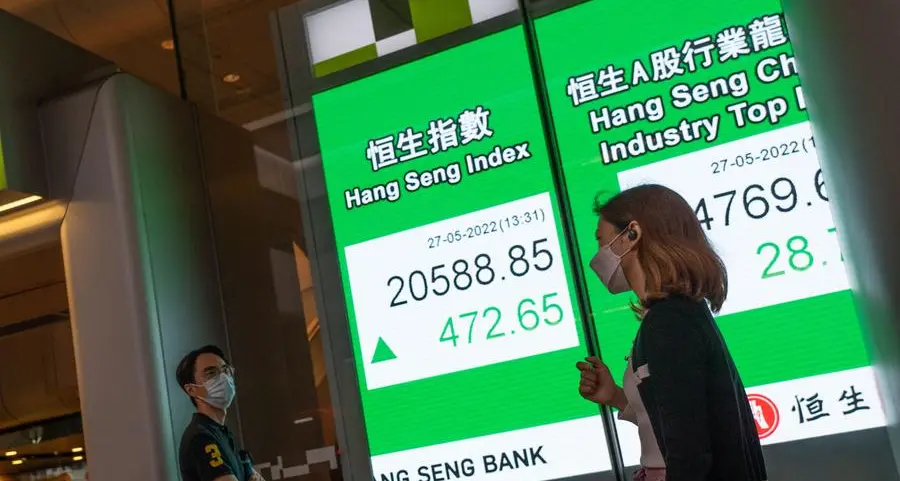 Property firms lead as Hong Kong stocks end sharply higher
