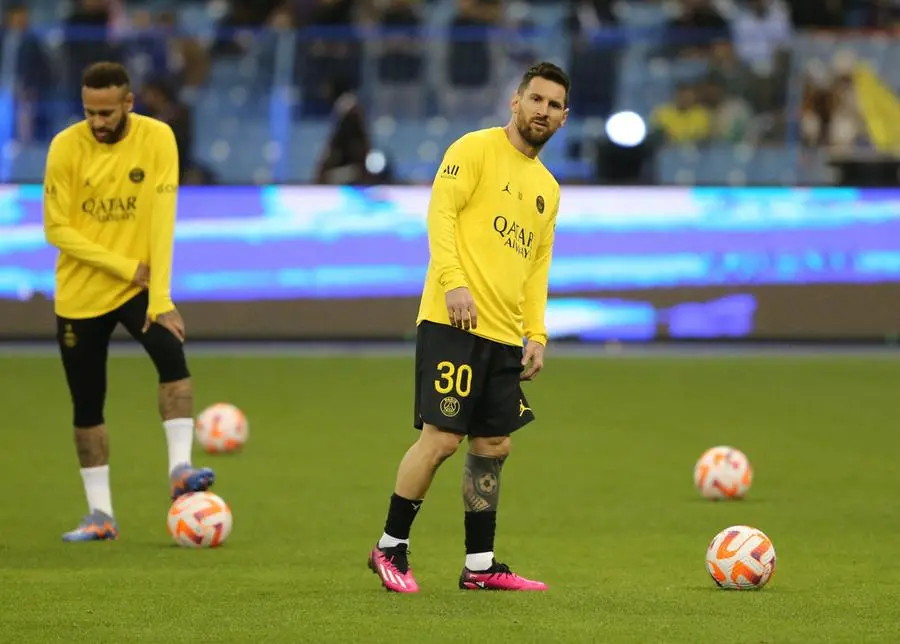 Soccer Football - Friendly - Saudi Pro League XI v Paris St Germain - King Fahd International Stadium, Riyadh, Saudia Arabia - January 19, 2023 Paris St Germain's Lionel Messi during the warm up before the match REUTERS/Ahmed Yosri