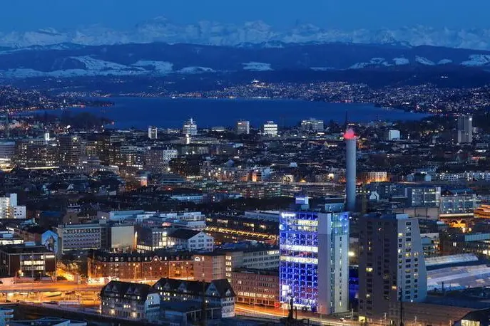 A general view shows the eastern swiss Alps, Lake Zurich and the city of Zurich, Switzerland, April 8, 2021. Arnd Wiegmann, Reuters , Reuters Images