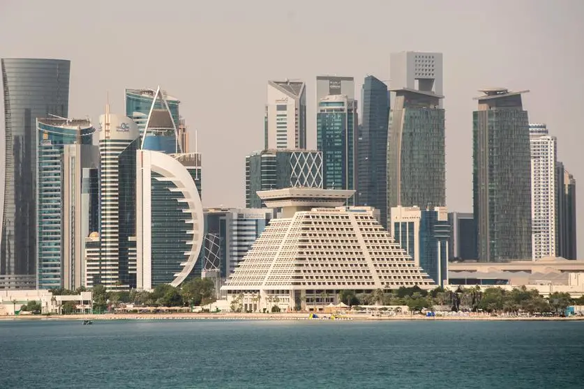 DOHA, QATAR - NOVEMBER 14: Buildings on the waterfront on Doha Corniche including the Pyramid Shaped Sheraton Hotel and high rise buildings in the new city centre on November 14, 2022 in Doha, Qatar. (Photo by Anthony Devlin/Getty Images) Image used for illustrative purpose. , Getty Images