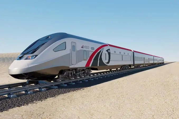 Etihad Rail\\u2019s first train journey between Abu Dhabi and Al Dhannah. Image Source: Etihad Rail