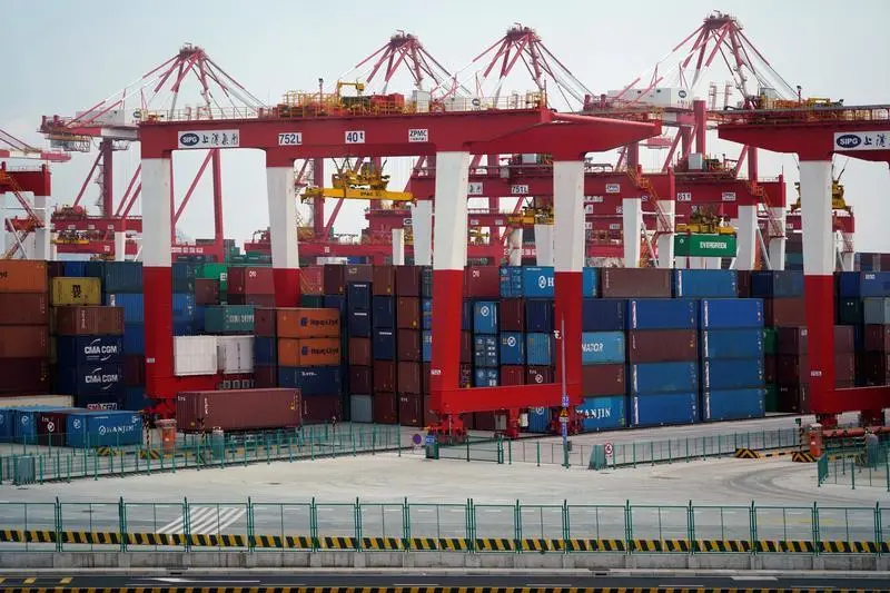 Image used for illustrative purpose. Containers are seen at the Yangshan Deep Water Port, part of the Shanghai Free Trade Zone, in Shanghai, China March 14, 2018. , Aly Song 