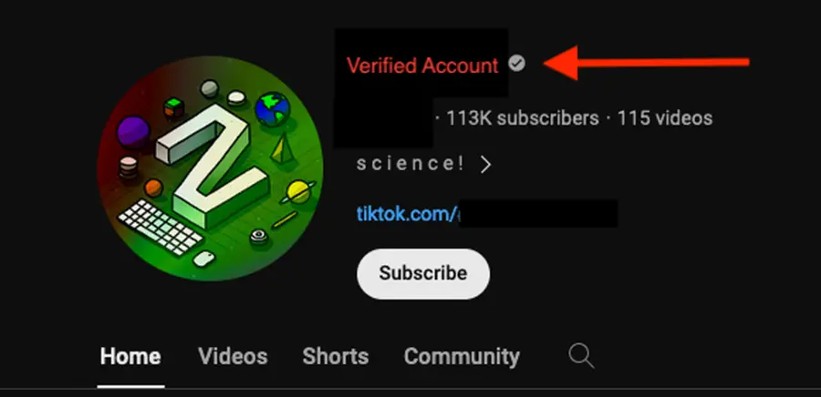 Figure 1 - Example of a verified YouTube account with a large following, suspected to be compromised