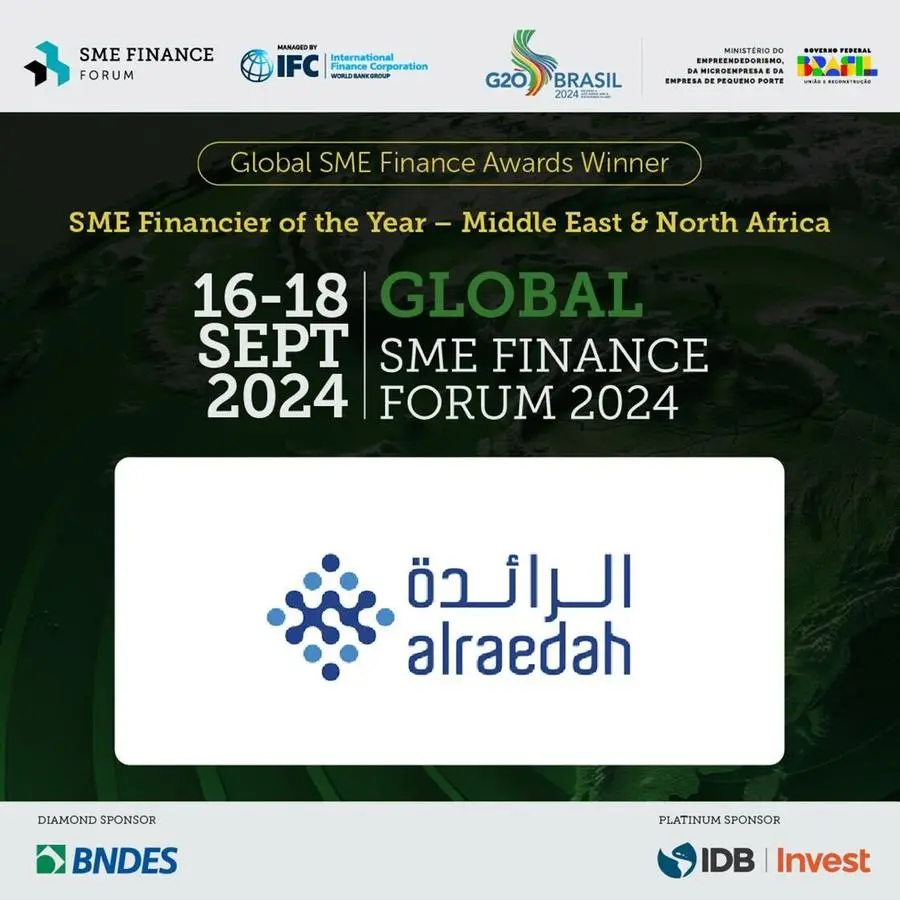 Alraedah Finance wins Gold award as SME Financier of the Year 2024