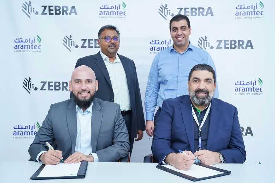 Edgard Chalhoub, Managing Director, Aramtec.and Hozefa Saylawala, Regional Director, Middle East, Zebra Technologies, during the agreement signing ceremony. Image Courtesy: v