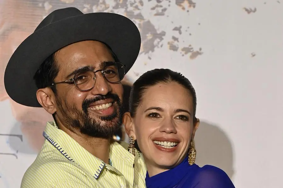 Bollywood actor Gulshan Devaiah and actress Kalki Koechlin pose upon their arrival for the screening of their Indian drama film \"Goldfish\" in Mumbai on August 25, 2023. (Photo by SUJIT JAISWAL / AFP) , Agence France-Presse (AFP)