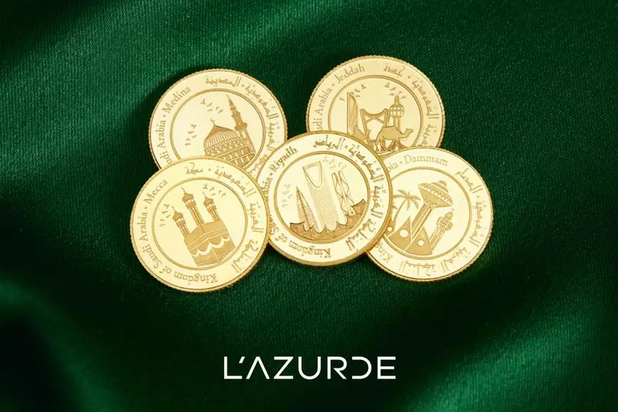 L\\'azurde gold coins commemorating Saudi National Day 2024. Image Courtesy: L\\'azurde