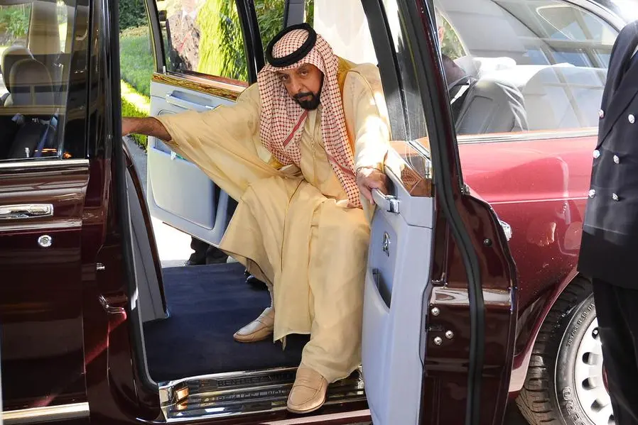 LONDON, ENGLAND - MAY 01: President of the United Arab Emirates, Sheikh Khalifa bin Zayed Al Nahyan arrives at Clarence House on May 1, 2013 in London, England. The President of the United Arab Emirates is paying a two-day State visit to the United Kingdom, staying in Windsor Castle as the guest of Her Majesty The Queen from April 30, 2013 to May 1, 2013. (Photo by John Stillwell - WPA Pool/Getty Images) , Getty Images