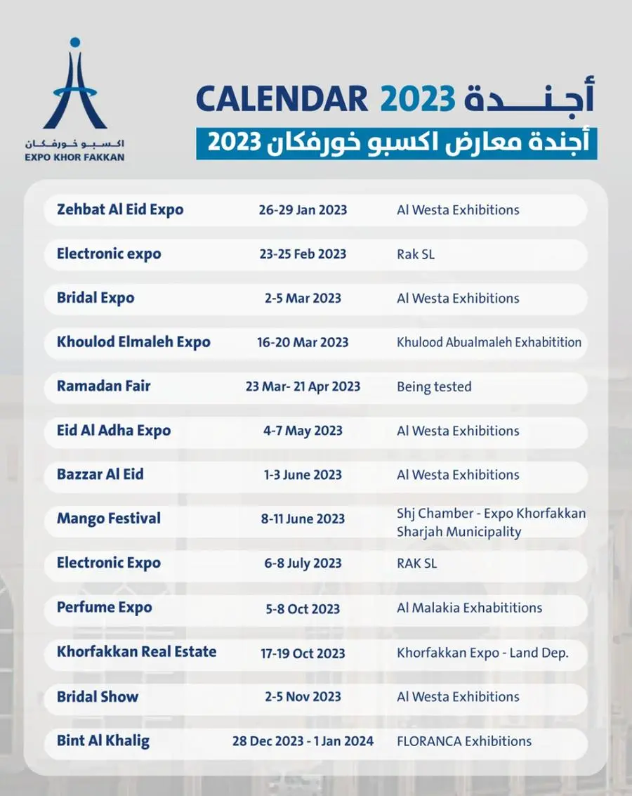 Expo Khorfakkan events calendar