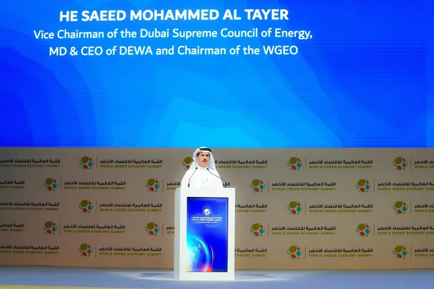 HE Saeed Mohammed Al Tayer, Vice Chairman of the Dubai Supreme Council of Energy, MD&CEO of DEWA, and Chairman of WGEO. Image courtesy: World Green Economy Summit