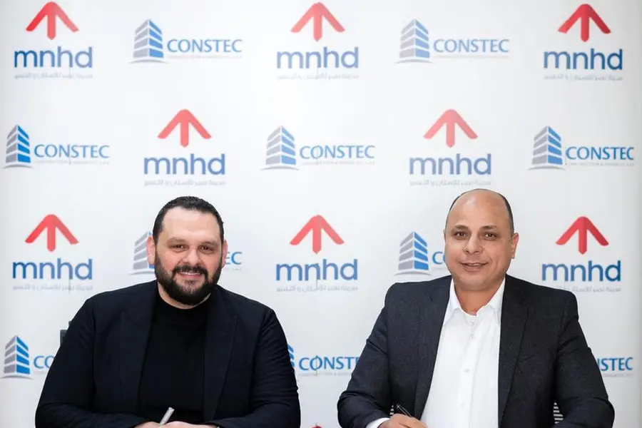 Abdallah Sallam, President, and CEO of MNHD and Alaa Abdelaziz, President, and CEO of CONSTEC at the signing of the MOU