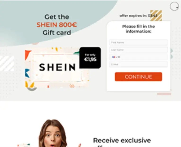 Example of shopping phishing page