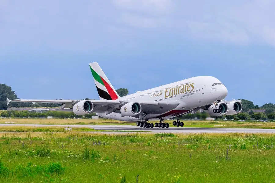 Emirates Airbus A380 aircraft during takeoff. Source Emirates Airlines