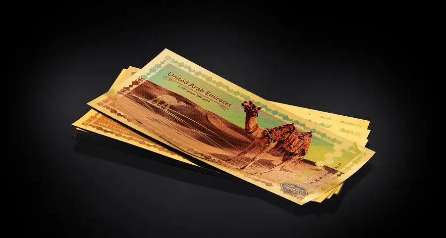 A 24-karat gold note with Dubai landmarks