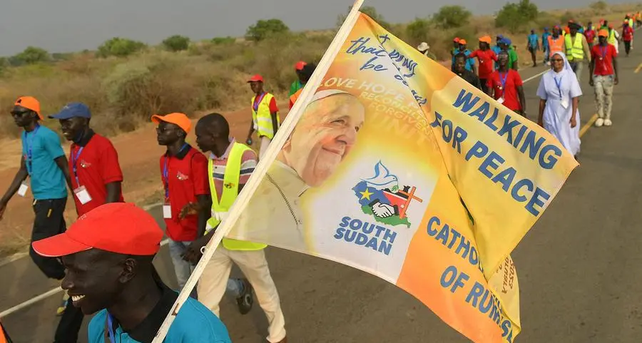 Pilgrims walk nine days to see Pope Francis in South Sudan