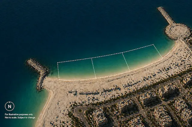 Aerial view of the three adjacent freehold plots on Jumeirah Coastline. The acquisition was concluded at a collective value of approximately $109 million. Source: Arabian Acres